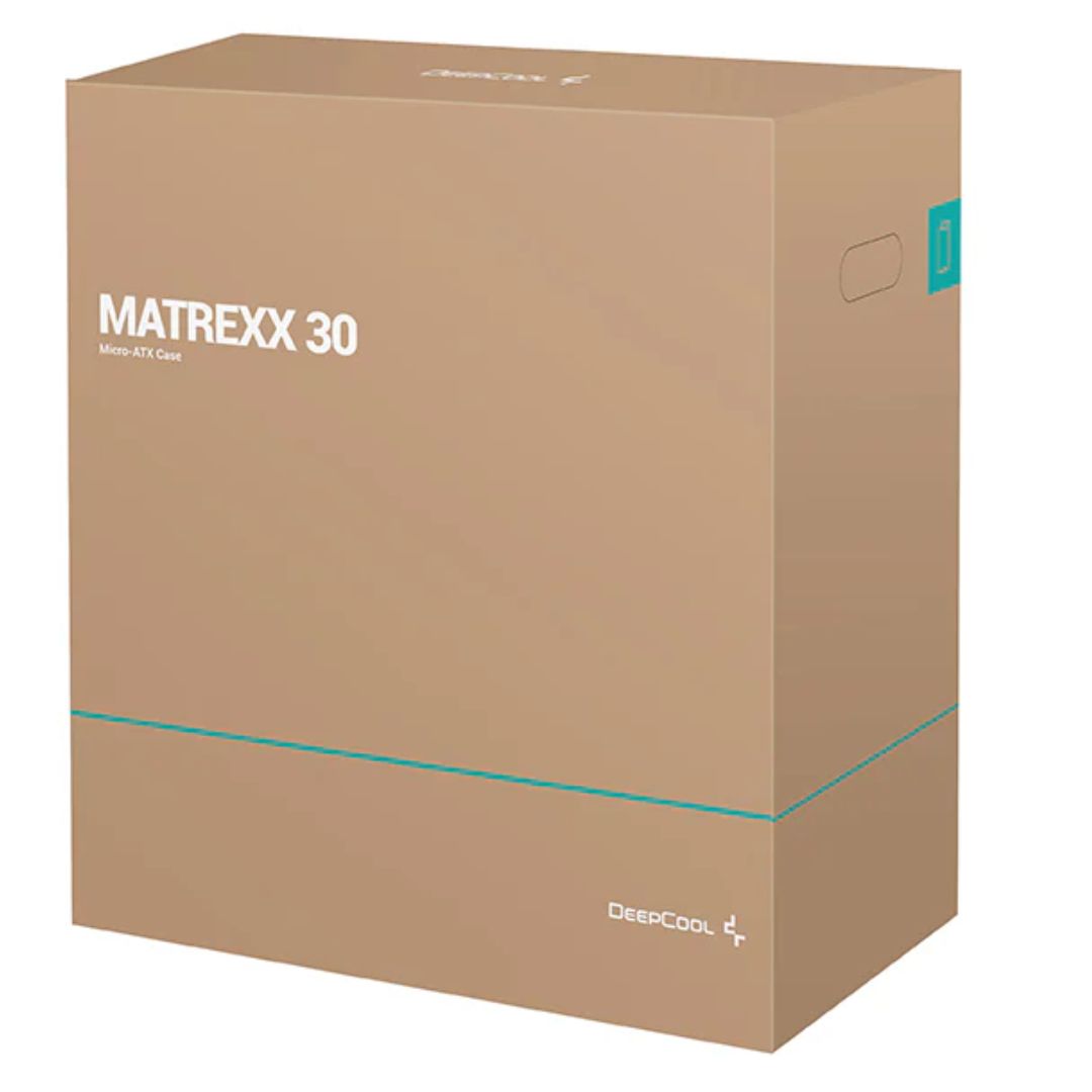 DeepCool MATREXX 30 Full Tempered Glass Side Panel M-ATX Case, 1x 120mm Black Fan, Graphics Card Up To 250mm
