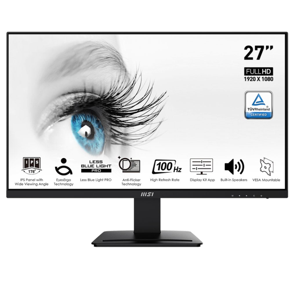 MSI PRO MP273A Black 27" IPS 100Hz DP VGA HDMI Monitor with SPK